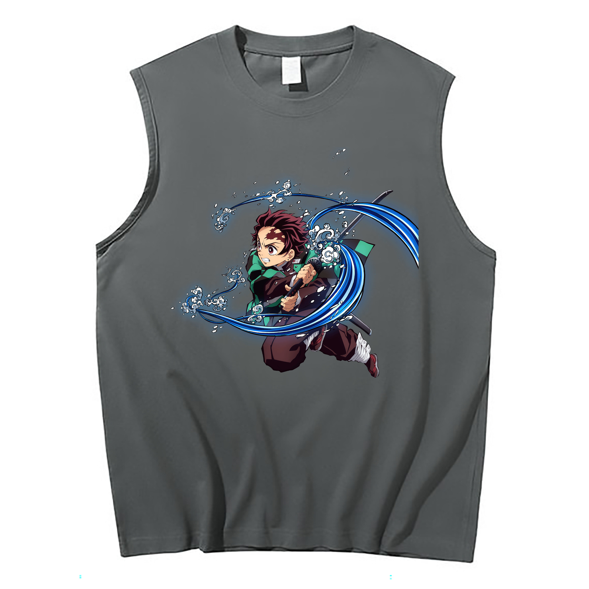 （画像用） 鬼滅の刃 竈門 炭治郎／かまど たんじろう Kamado Tanjirou コットン100％タンクトップ（フロントプリント）